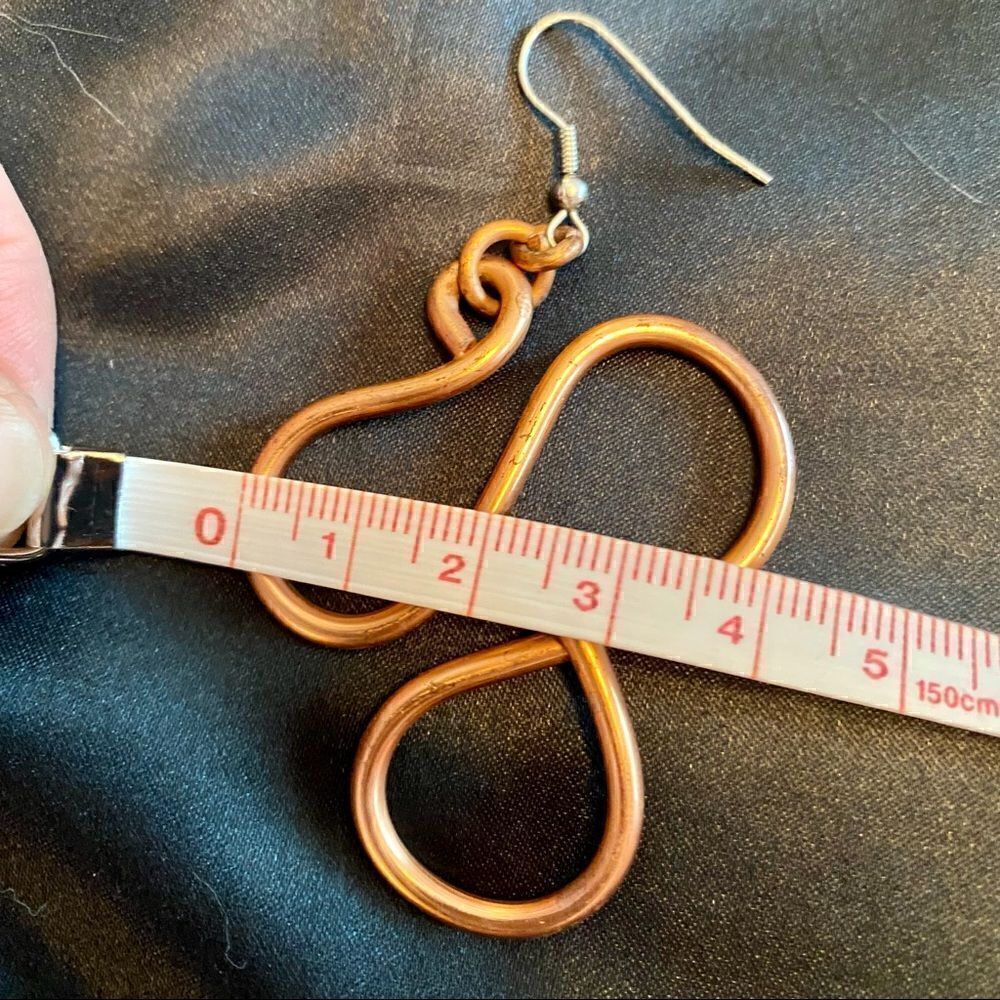 Large Copper Tone Abstract Earrings - Picture 4 of 7